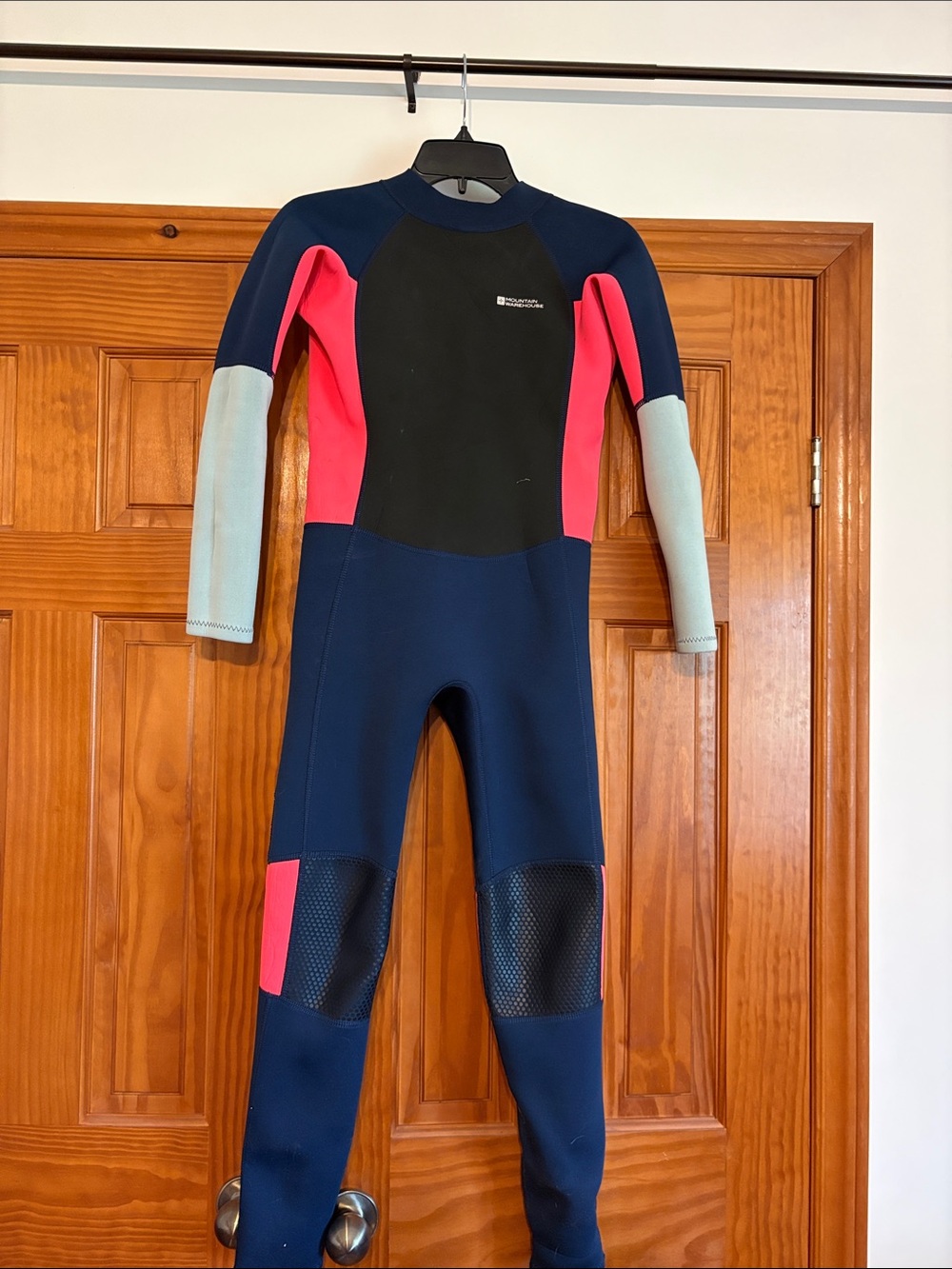Youth One-Piece Wetsuit in Navy, Pink & Light Gray